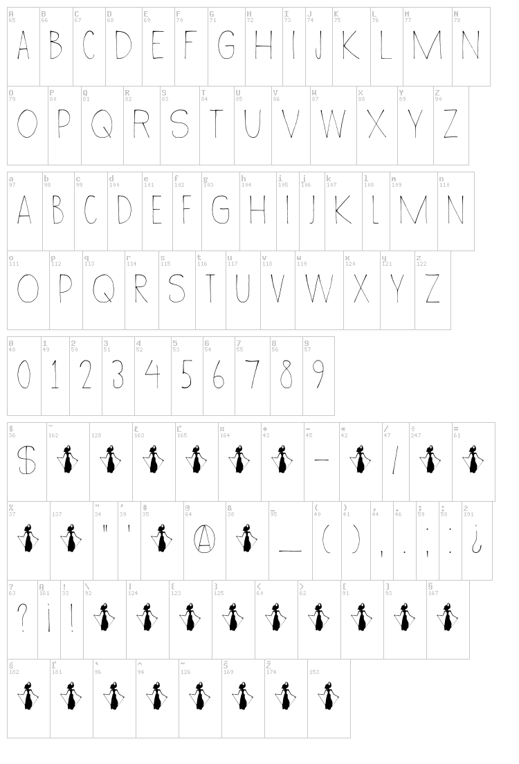 DK Wayang font map